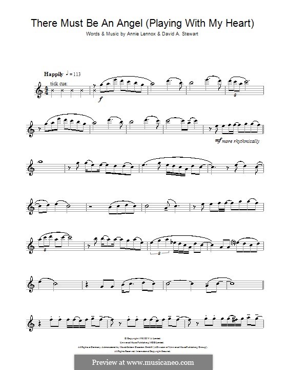 There Must Be an Angel (Playing with My Heart): For flute (Eurythmics) by Annie Lennox, David A. Stewart