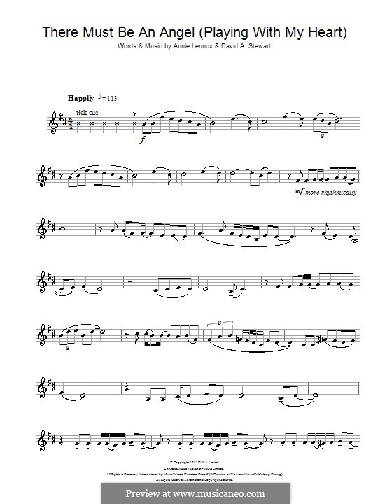 There Must Be an Angel (Playing with My Heart): For clarinet (Eurythmics) by Annie Lennox, David A. Stewart