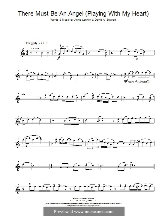 There Must Be an Angel (Playing with My Heart): For violin (Eurythmics) by Annie Lennox, David A. Stewart