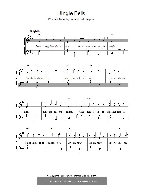 Piano version (printable scores): Com coros by James Lord Pierpont