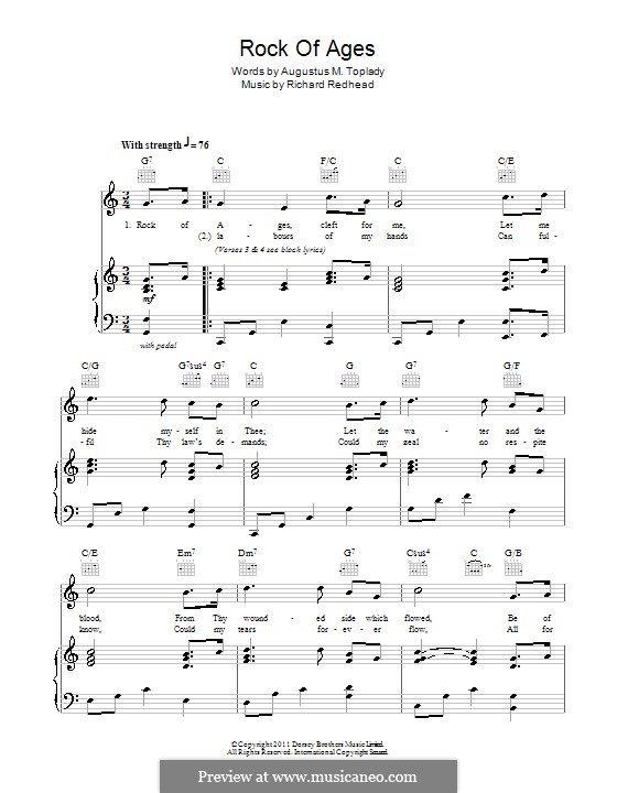 Rock of Ages: Para vocais e piano (ou Guitarra) by Richard Redhead