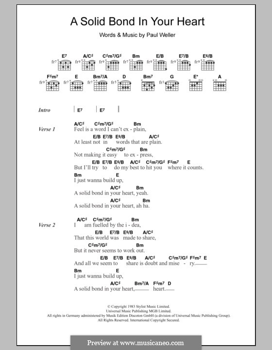 A Solid Bond in Your Heart (The Style Council): Letras e Acordes by Paul Weller