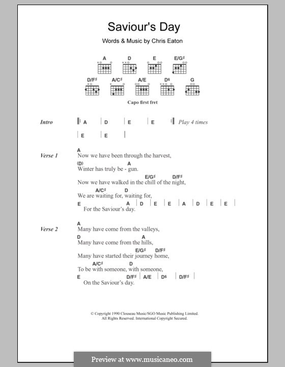 Saviour's Day (Cliff Richard): Letras e Acordes by Chris Eaton