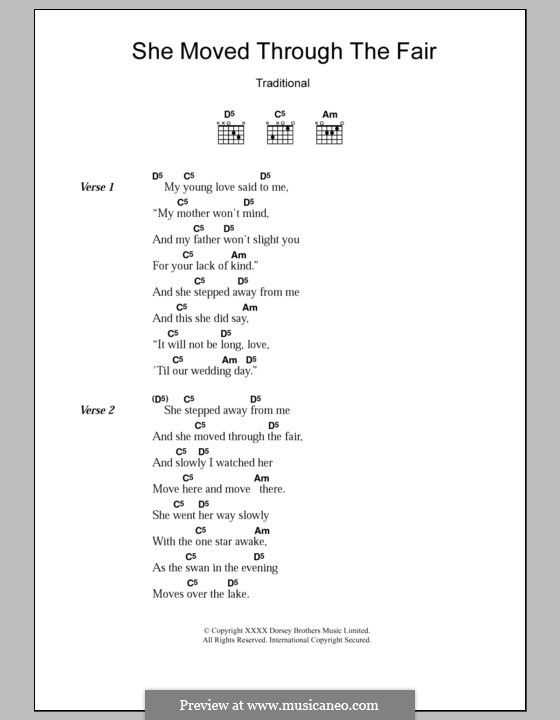 She Moved Through the Fair: Letras e Acordes by folklore