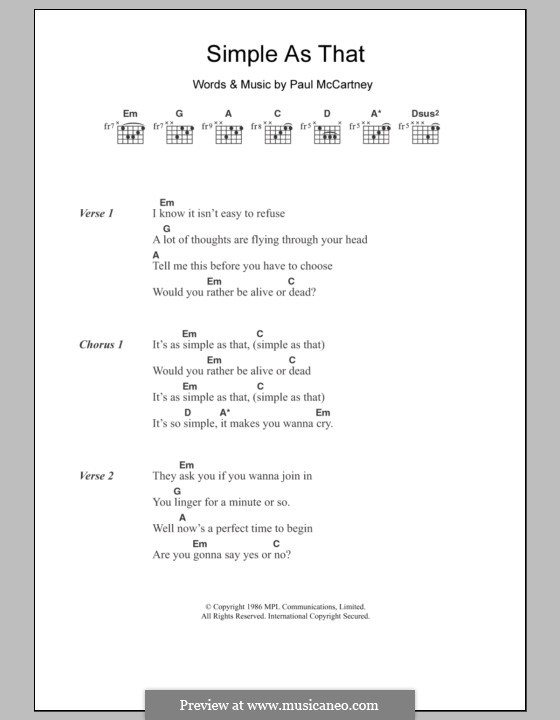 Simple as That: Letras e Acordes by Paul McCartney