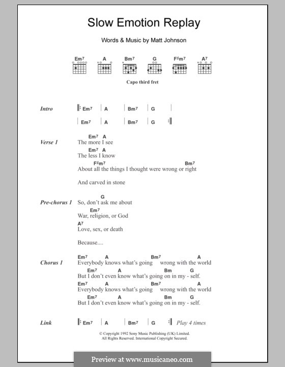 Slow Emotion Replay (The The): Letras e Acordes by Matthew Johnson