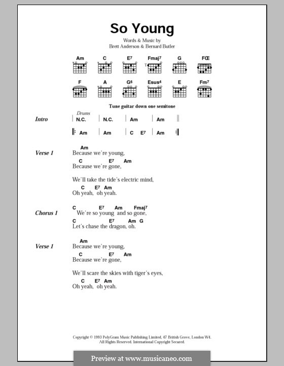 So Young (Suede): Letras e Acordes by Bernard Butler, Brett Anderson