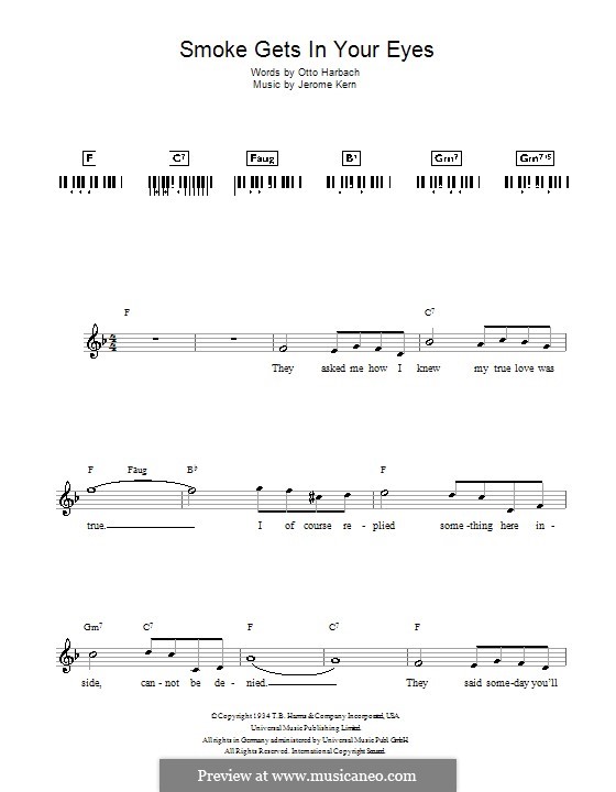 Smoke Gets in Your Eyes (from 'Roberta'): para teclado by Jerome Kern