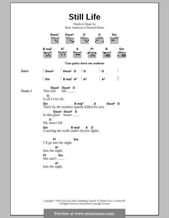 Still Life (Suede): Letras e Acordes by Bernard Butler, Brett Anderson