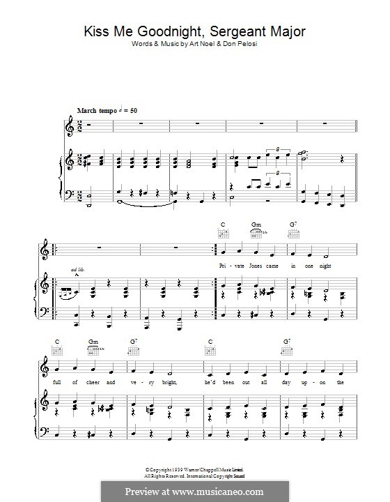 Kiss Me Goodnight, Sergeant Major: Para vocais e piano (ou Guitarra) by Art Noel, Don Pelosi