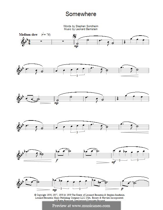 Somewhere (from West Side Story): para Saxofone Alto by Leonard Bernstein