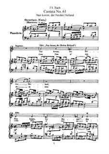 Nun komm, der Heiden Heiland, BWV 61: Partitura piano-vocal by Johann Sebastian Bach