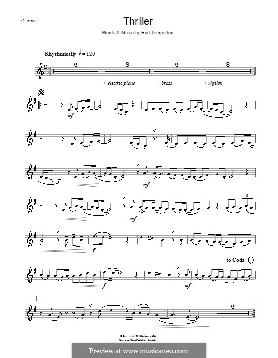 Thriller: para clarinete by Rod Temperton