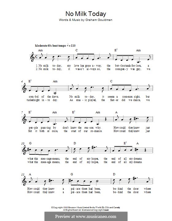 No Milk Today: melodía,letras e acordes by Graham Gouldman