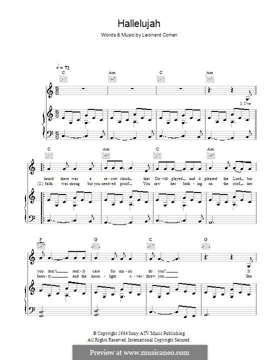 Vocal version: Para vocais e piano (ou Guitarra) by Leonard Cohen