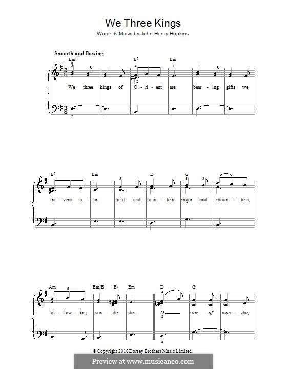 Piano version: Easy notes by John H. Hopkins Jr.