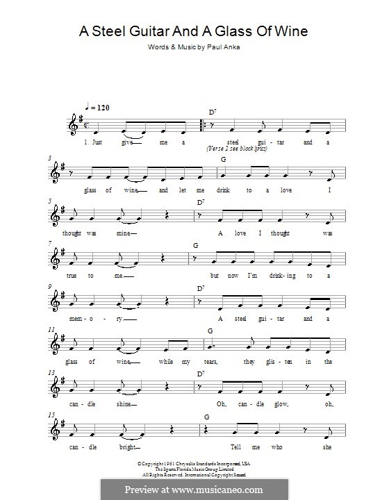 A Steel Guitar and a Glass of Wine por P. Anka Partituras on músicaNeo