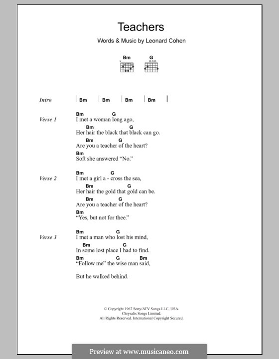 Teachers: Letras e Acordes by Leonard Cohen