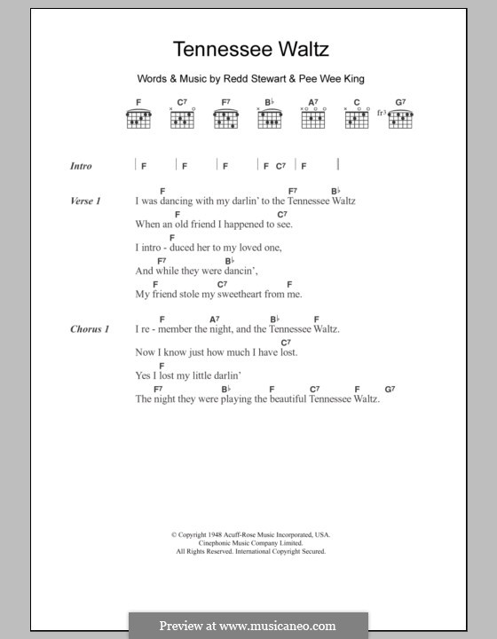 Tennessee Waltz (Patty Page): Letras e Acordes by Pee Wee King, Redd Stewart