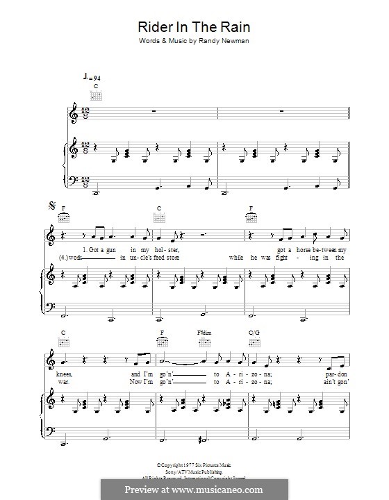 Rider in the Rain: Para vocais e piano (ou Guitarra) by Randy Newman