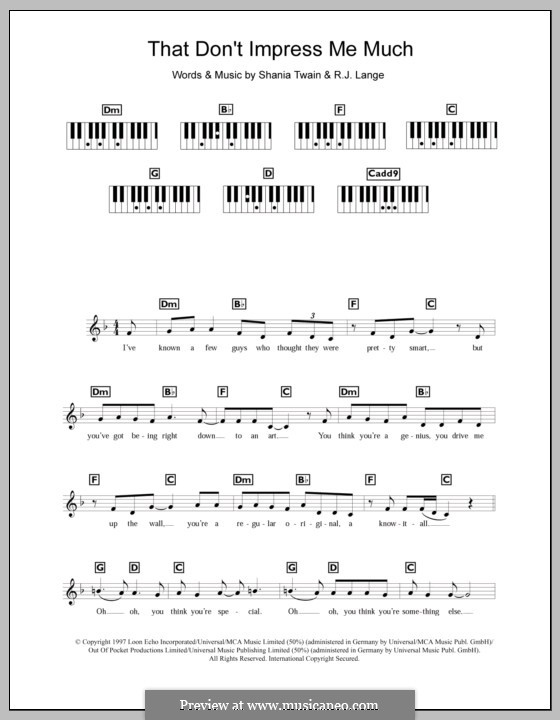 That Don't Impress Me Much: para teclado by Robert John Lange, Shania Twain