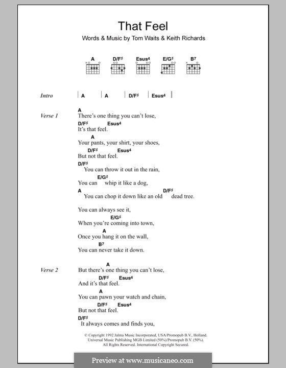 That Feel: Letras e Acordes by Keith Richards, Tom Waits
