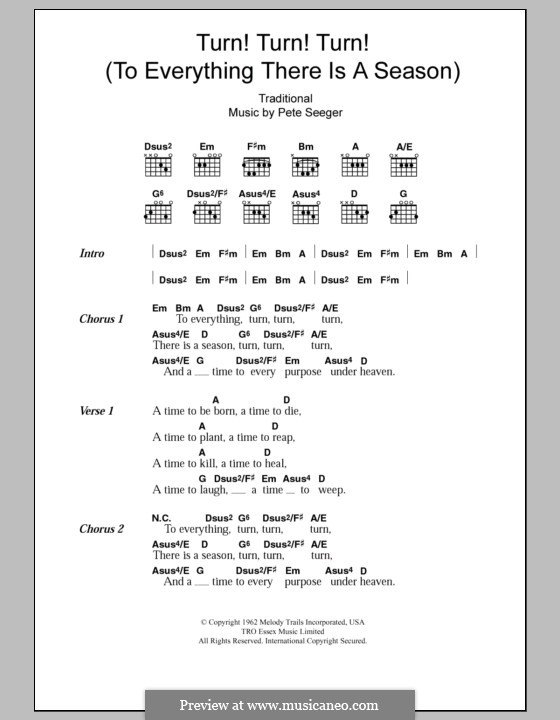 Turn! Turn! Turn! (To Everything There Is a Season): Letras e Acordes by Pete Seeger