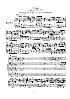 Wer mich liebet, der wird mein Wort halten, BWV 74: Partitura piano-vocal by Johann Sebastian Bach