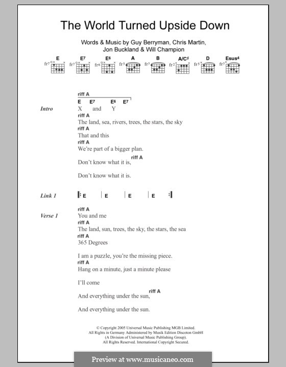The World Turned Upside Down (Coldplay): Letras e Acordes by Chris Martin, Guy Berryman, Jonny Buckland, Will Champion