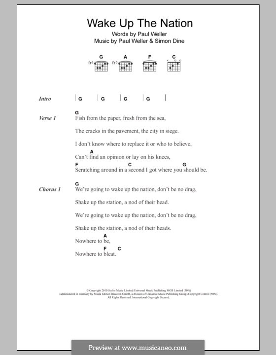 Wake Up the Nation: Letras e Acordes by Paul Weller, Simon Dine