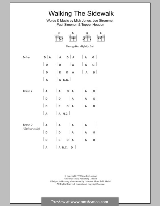 Walking the Sidewalk (The Clash): Letras e Acordes by Joe Strummer, Mick Jones, Paul Simonon, Topper Headon