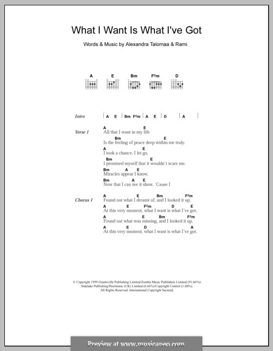What I Want Is What I've Got (Westlife): Letras e Acordes by Alexandra Talomaa