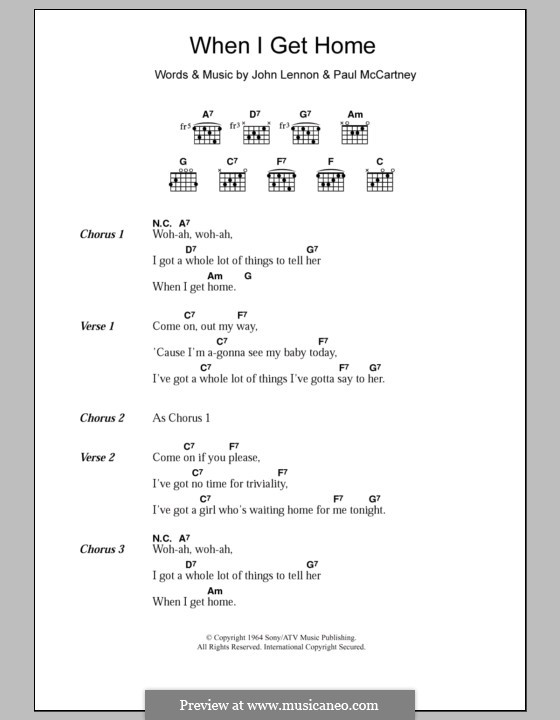 When I Get Home (The Beatles): Letras e Acordes by John Lennon, Paul McCartney
