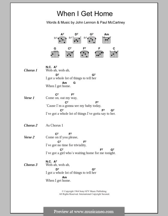 When I Get Home (The Beatles): Letras e Acordes by John Lennon, Paul McCartney