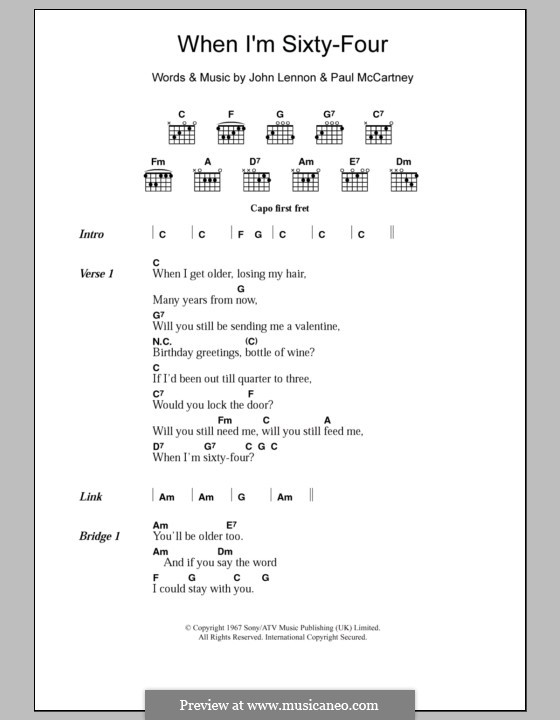 When I'm Sixty-Four (The Beatles): Letras e Acordes by John Lennon, Paul McCartney