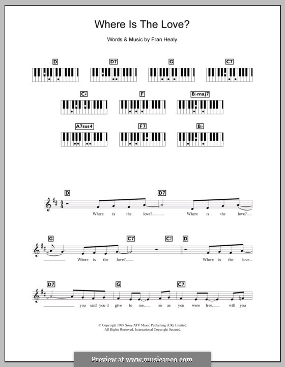 Where Is the Lovev (Travis): para teclado by Fran Healy