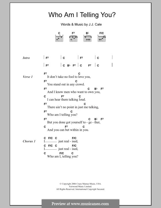 Who am I Telling You?: Letras e Acordes by J.J. Cale
