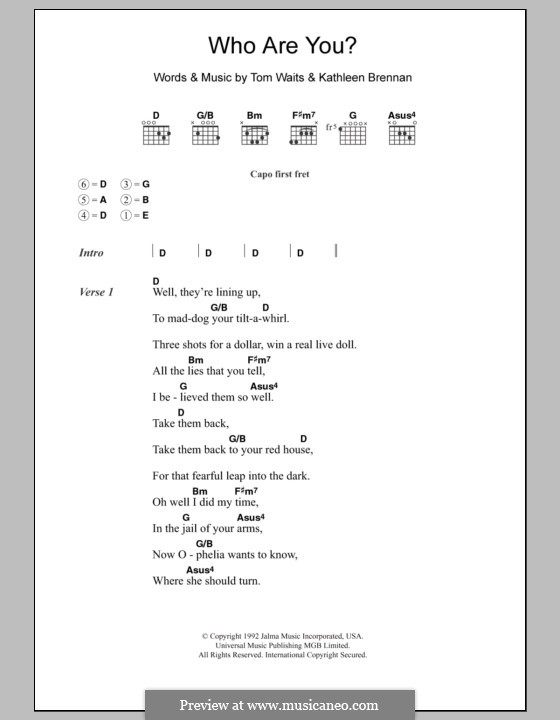 Who Are You: Letras e Acordes by Kathleen Brennan, Tom Waits