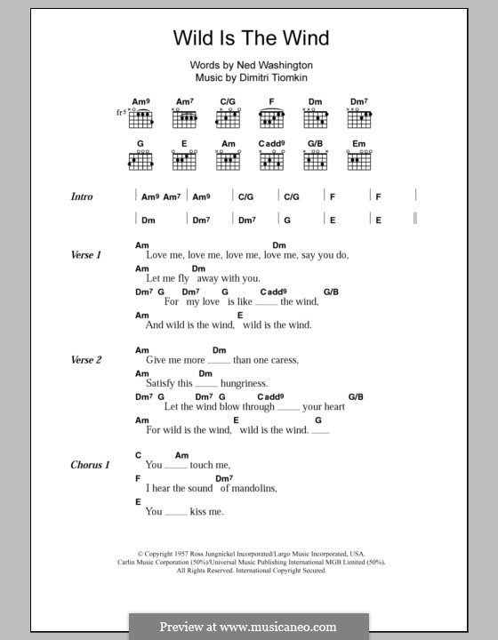 Wild is the Wind: Lyrics and chords (Nina Simone) by Dimitri Tiomkin