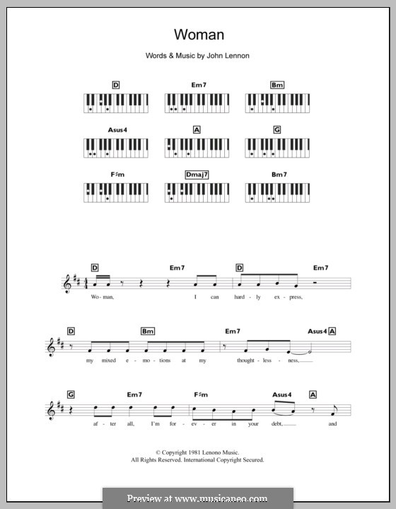 Woman: para teclado by John Lennon
