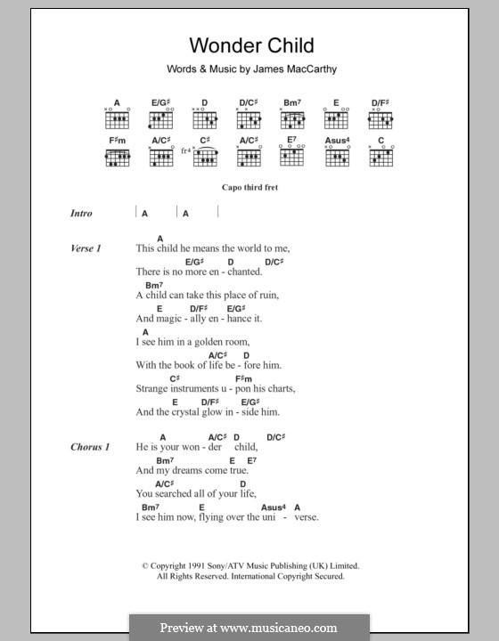 Wonder Child: Letras e Acordes by James MacCarthy