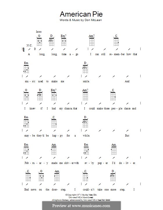 American Pie (Madonna): ukulele com parte dedilhada by Don McLean