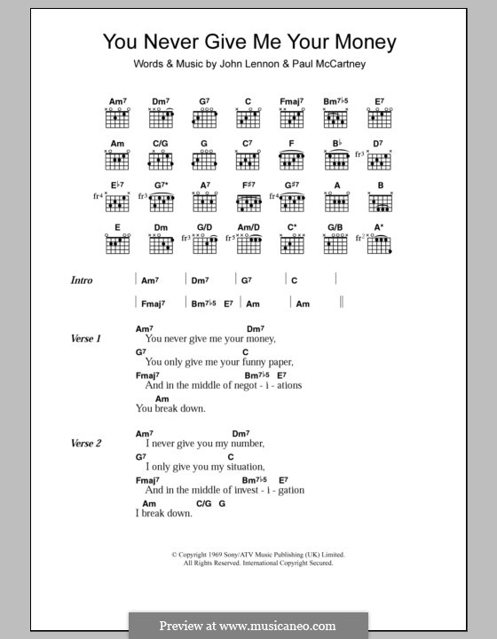 You Never Give Me Your Money (The Beatles): Letras e Acordes by John Lennon, Paul McCartney