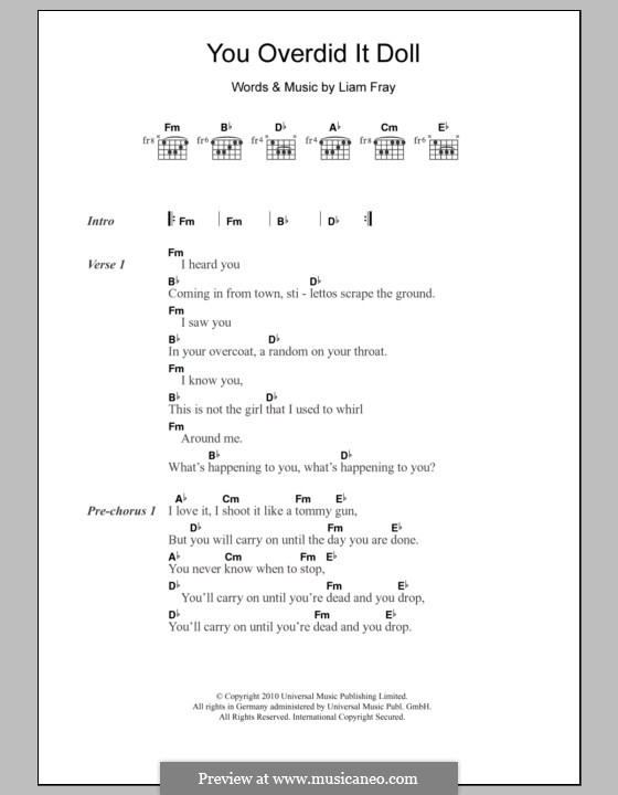 You Overdid It Doll (The Courteeners): Letras e Acordes by Liam Fray