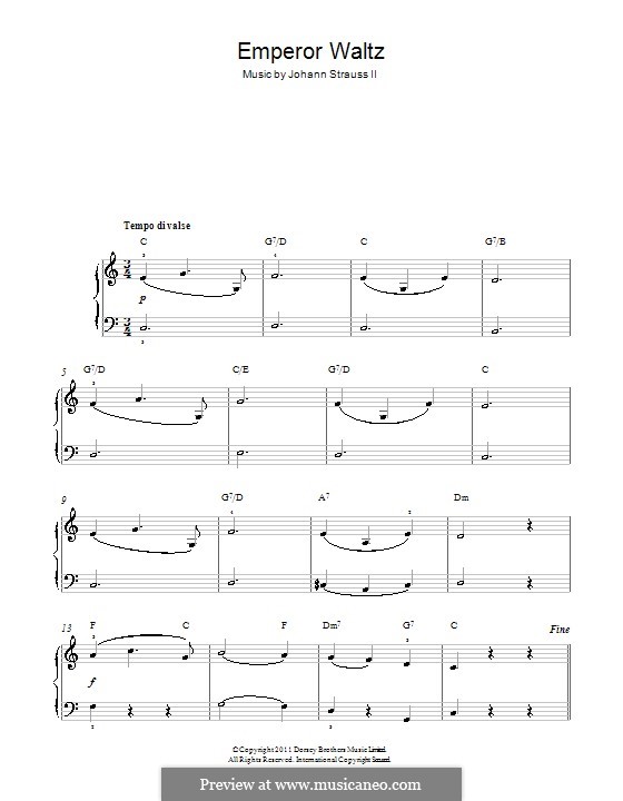 Emperor Waltz, Op.437: Facil para o piano by Johann Strauss (Sohn)