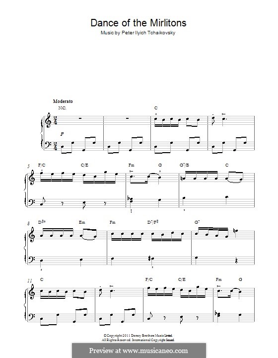 No.7 Dance of the Mirlitons: Facil para o piano by Pyotr Tchaikovsky