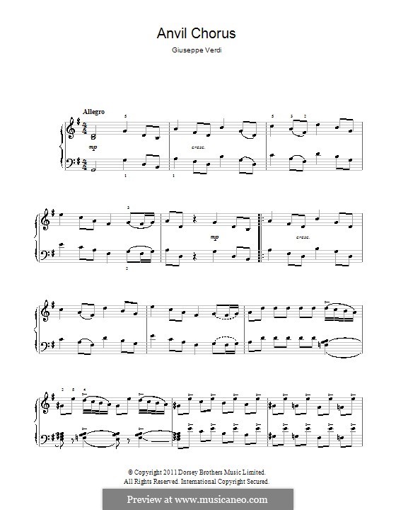 Anvil Chorus: Para Piano by Giuseppe Verdi