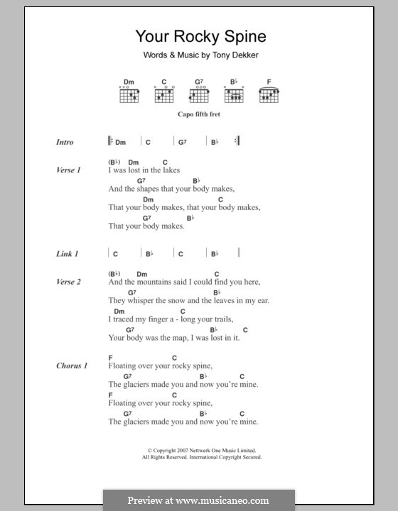 Your Rocky Spine (Great Lake Swimmers): Letras e Acordes by Tony Dekker