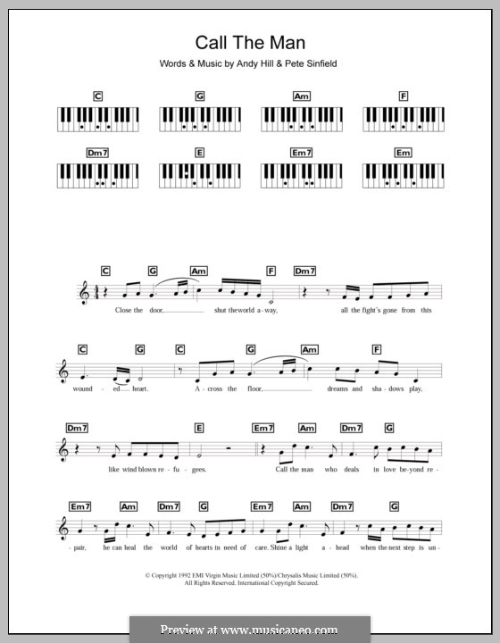 Call the Man (Celine Dion): para teclado by Andrew Hill, Peter Sinfield