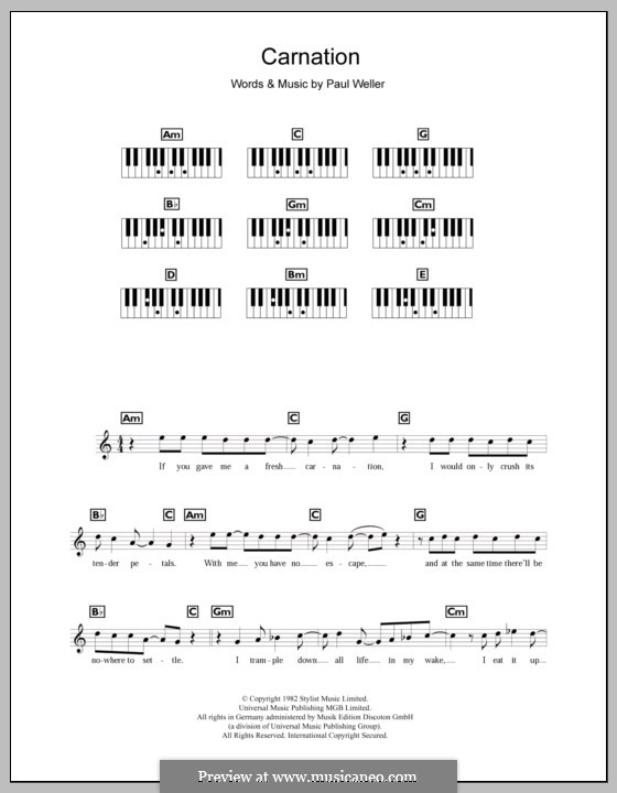 Carnation (The Jam): para teclado by Paul Weller